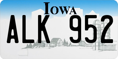 IA license plate ALK952