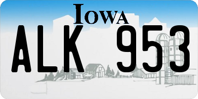 IA license plate ALK953