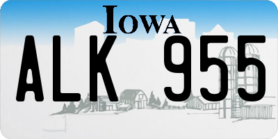 IA license plate ALK955