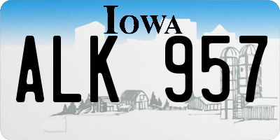 IA license plate ALK957