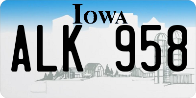 IA license plate ALK958