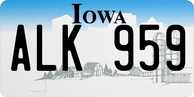 IA license plate ALK959