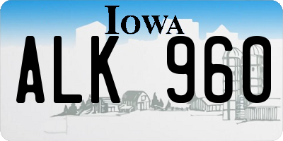 IA license plate ALK960