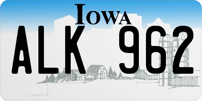 IA license plate ALK962