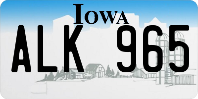 IA license plate ALK965