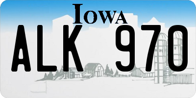 IA license plate ALK970