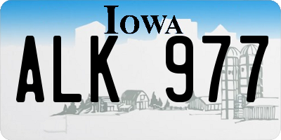 IA license plate ALK977
