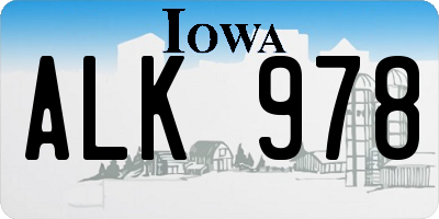 IA license plate ALK978