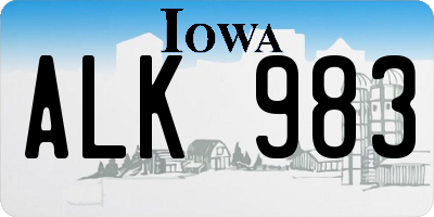 IA license plate ALK983