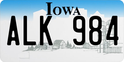 IA license plate ALK984
