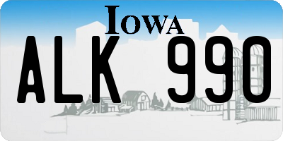 IA license plate ALK990