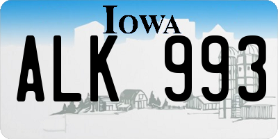 IA license plate ALK993