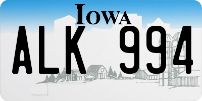 IA license plate ALK994