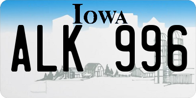 IA license plate ALK996