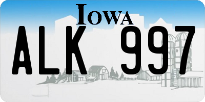 IA license plate ALK997