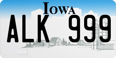 IA license plate ALK999
