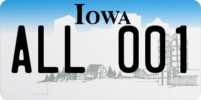 IA license plate ALL001