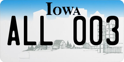 IA license plate ALL003