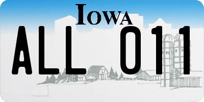 IA license plate ALL011