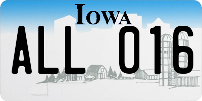 IA license plate ALL016