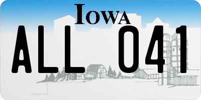 IA license plate ALL041