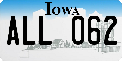 IA license plate ALL062