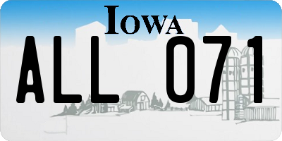 IA license plate ALL071