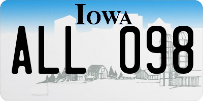 IA license plate ALL098