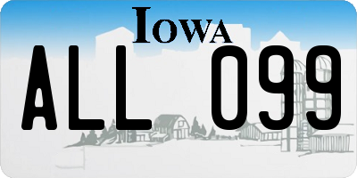 IA license plate ALL099