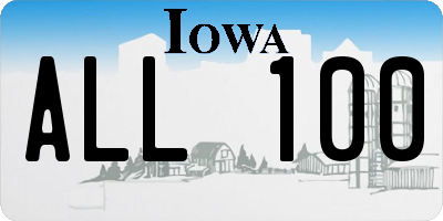 IA license plate ALL100