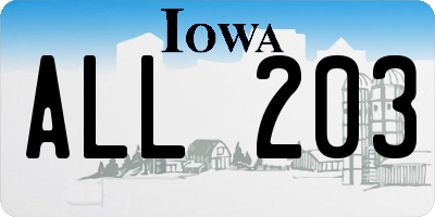 IA license plate ALL203