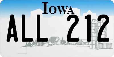 IA license plate ALL212