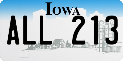 IA license plate ALL213