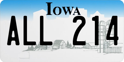 IA license plate ALL214