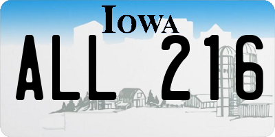 IA license plate ALL216