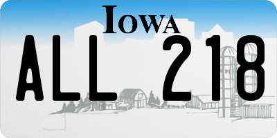 IA license plate ALL218