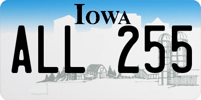 IA license plate ALL255