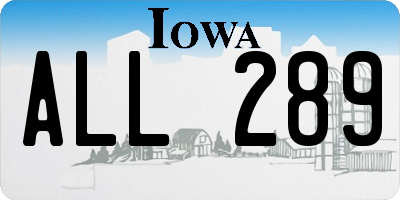 IA license plate ALL289