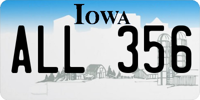 IA license plate ALL356