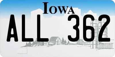 IA license plate ALL362
