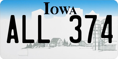 IA license plate ALL374