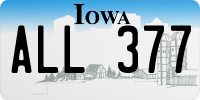 IA license plate ALL377