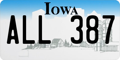 IA license plate ALL387