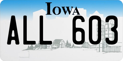 IA license plate ALL603