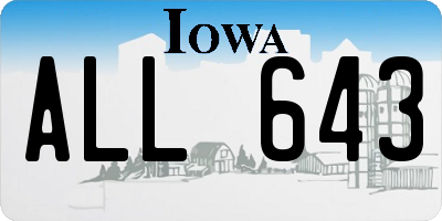 IA license plate ALL643
