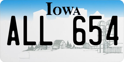 IA license plate ALL654