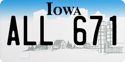 IA license plate ALL671