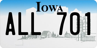 IA license plate ALL701