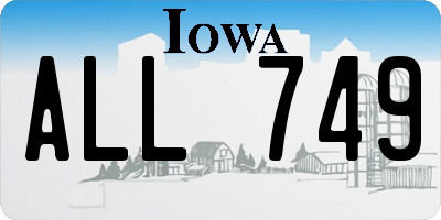 IA license plate ALL749