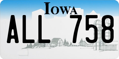 IA license plate ALL758